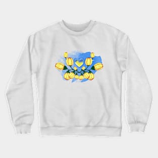 Yellow tulips and yellow-blue heart. Ukraine Crewneck Sweatshirt